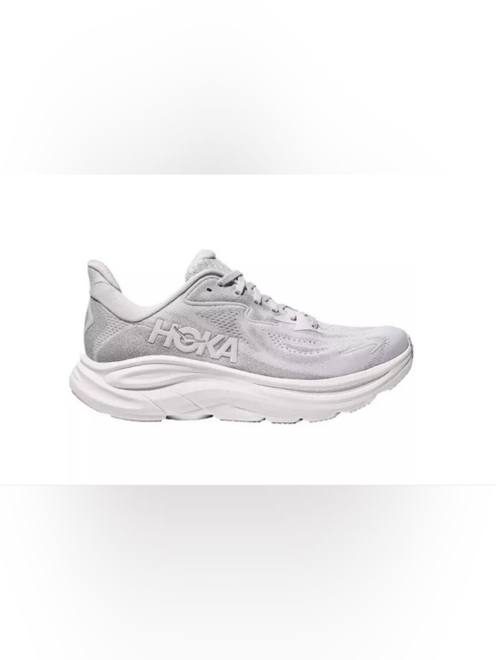 Size 8 B Women's Hoka Clifton 10 White and Light Gray Neutral Running Shoe